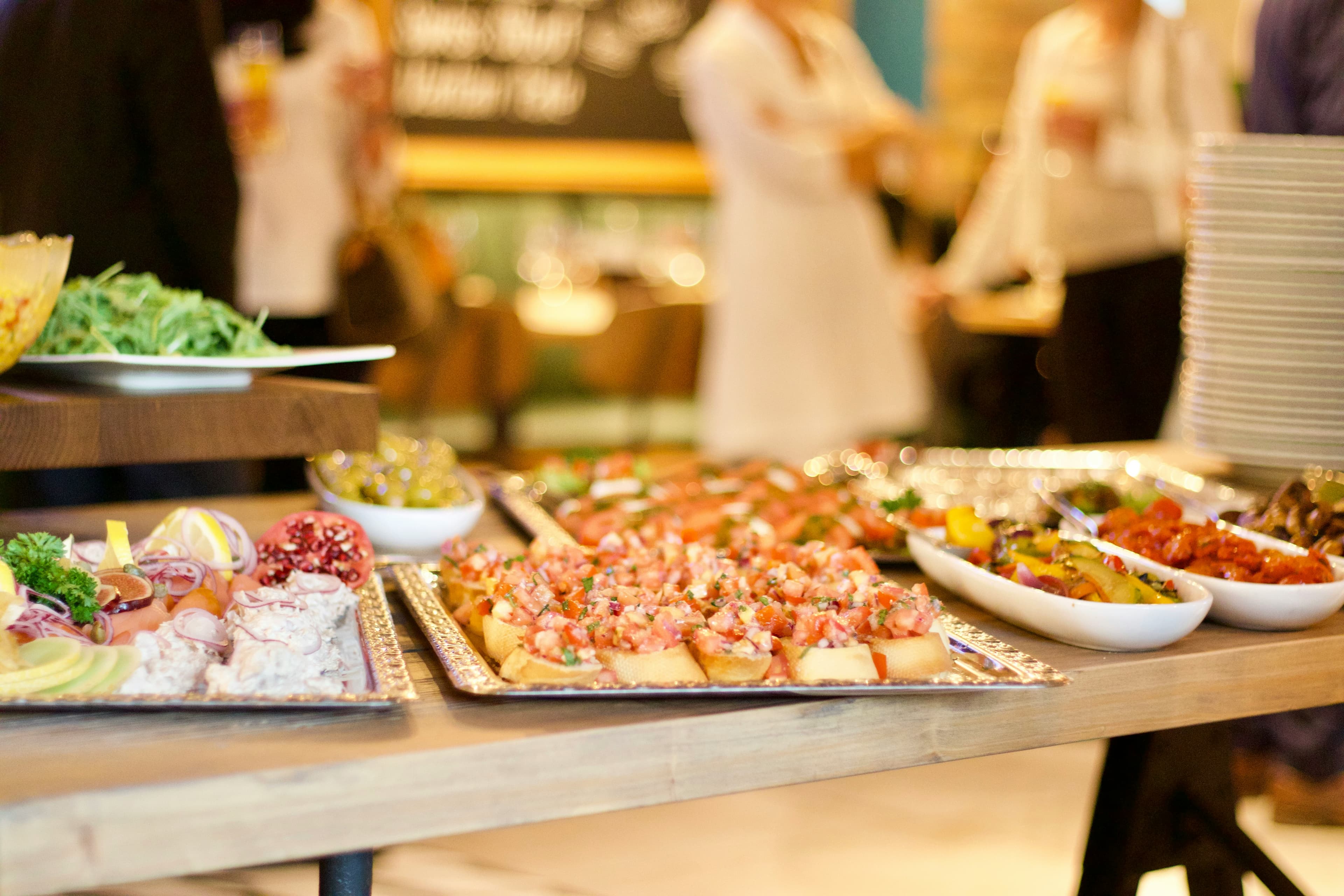 Catered buffet table for a private celebration